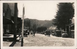 Main Street Lined with Cars Guerneville, CA Postcard Postcard Postcard