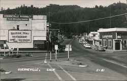 Guerneville Pharmacy Bridge Way Restaurant Louvre Postcard