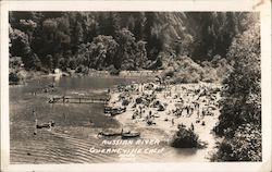 People on Beach on Russian River Postcard