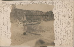 People in a Canoe under a Bridge Guerneville, CA Postcard Postcard Postcard