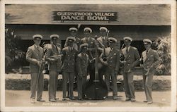 Gunzendorfer and His Band in Front of Guernewood Village Dance Bowl Postcard