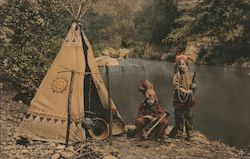 Gilroy Hot Springs Two Boys Dressed as Indians Postcard