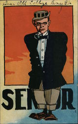 Parody of a Senior Student Caricature Postcard