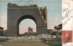 Memorial Arch at Stanford University Wrecked by Earthquake of April 18, 1906 California Postcard Postcard Postcard