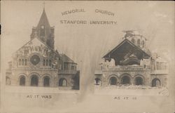 Memorial Church Stanford University as it was, as it is California Postcard Postcard Postcard