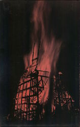 Stanford Bonfire Rally burning Berkeley Campanile Stanford University, CA Postcard Postcard Postcard