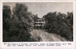 Main approach to Volcano, California, showing St. George Hotel. Postcard