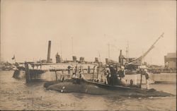 Submarine 'Pike' Steaming Out of Dry Dock - 1909 Mare Island, CA Postcard Postcard Postcard