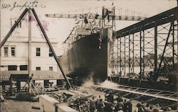 Launching USS Jupiter 1912 Postcard