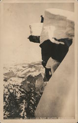 Man on Overhanging Rock, Glacier Point, Winter Yosemite National Park, CA Postcard Postcard Postcard