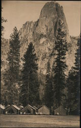 Sentinel Rock with Camp Ahrvahnee in Foreground Postcard