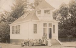 Garberville Cal School. School house with teacher and all students out front. California Postcard Postcard Postcard