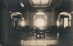 Across Lobby Toward Dining Room, Bret Harte Hotel Postcard