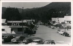 Happy Camp, Calif. Street View of Main street Chevron Gas Station, Cafe, Theatre Postcard