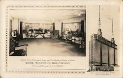 Interior View of Reception Room and Two Broadcast Rooms of Radio - KMTR "Echoes of Hollywood" California Postcard Postcard Postcard