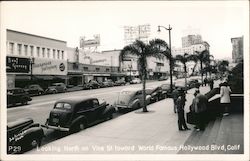 Looking North on Vine St. toward Wold Famous Hollywood Blvd. Los Angeles, CA Postcard Postcard Postcard