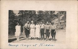 Camp boys at Keddie Three girls and four boys pose for camera Postcard