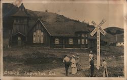 Church, Railroad Crossing Postcard