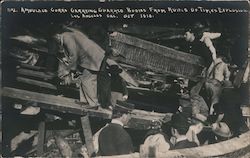 Ambulance corps. Charred bodies,  Ruins of Times explosion 1910 Postcard