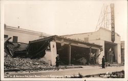 16th st. & American Ave, Long Beach, Calif.-Earthquake Mar. 10, 1933 Packard Used car dealership Postcard