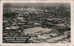 Airview of Los Angeles Olympic Stadium in Foreground California Postcard Postcard Postcard