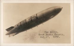 The USS Akron over Marin County in 1932 Postcard