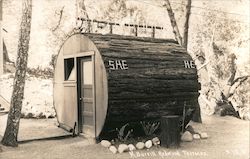 He & She Log Outhouse, Burrill Redwood Terraces Garberville, CA Postcard Postcard Postcard