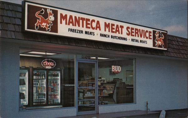 Manteca Meat Service California Postcard