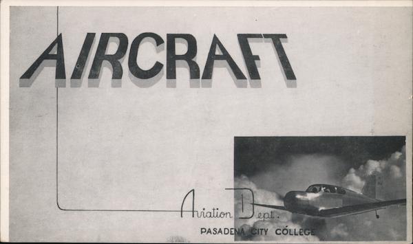 PJC-2 Airplane Pasadena City College California Aircraft Postcard