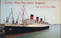 Greetings From Long Beach, California Home of the Queen Mary Postcard