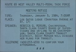 Route 85 West Valley Multi-Modal Task Force Meeting Notice Postcard