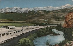 Train Traveling Past Mountains Postcard