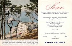 United Air Lines menu San Francisco, CA Postcard Postcard Postcard