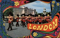 Guards at Buckingham Palace - Psychedelic Hippie Style Postcard