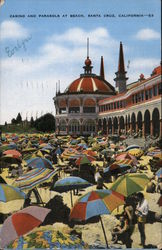 Casino and Parasols at the Beach Postcard