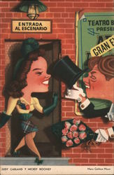 Caricature of Judy Garland and Mickey Rooney Caricatures Postcard Postcard Postcard