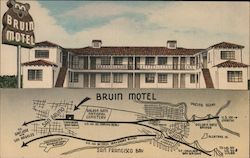 Bruin Motel and Map of area Postcard