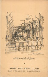 Memorial Room Army and Navy Club Postcard