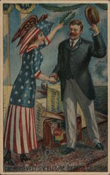 Col. Roosevelt's Welcome by Miss Columbia Postcard