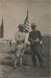 Roosevelt speaking with man in uniform Postcard