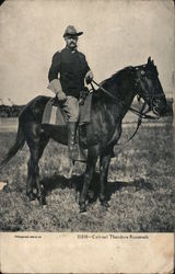 Colonel Theodore Roosevelt - Roosevelt riding horse in uniform Postcard