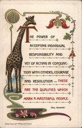 "The Power of Accepting Individual Responsibility and Yet of Acting in Conjunction with Others Theodore Roosevelt Postcard Postc Postcard