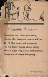 Prosperity, Prosperity - drawings of chair, bear, and dirty shoeprints Theodore Roosevelt Postcard Postcard Postcard