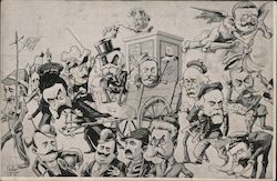 Cartoon drawing of Roosevelt and several other men Postcard