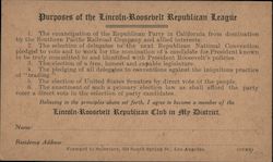 Purposes of the Lincoln-Roosevelt Republican League Theodore Roosevelt Postcard Postcard Postcard