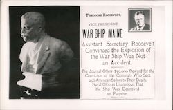 Theodore Roosevelt Vice President WAR SHIP MAINE Postcard Postcard Postcard