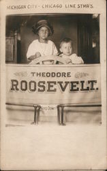 Michigan City - Chicago Line Stmr's Theodore Roosevelt / photo of children at ship's wheel Postcard Postcard Postcard