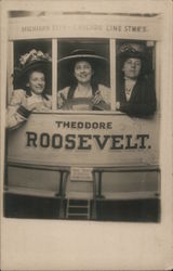 Three Ladies Pose in the Window of the Theodore Roosevelt Postcard Postcard Postcard