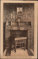 A Desk Made From Newspaper Accounts of Col. Lindbergh's Flight Aviators Postcard Postcard Postcard