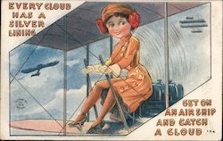 Every cloud has a silver lining get on an airship and catch a cloud Postcard